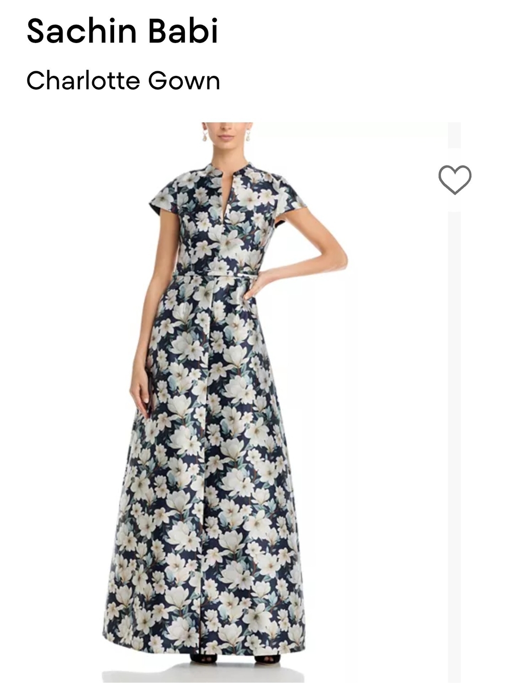 Sachin + Babi Navy and White Floral Charlotte Gown